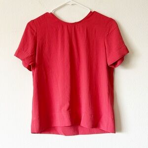 Everlane Red Boxy Blouse with Short Sleeves